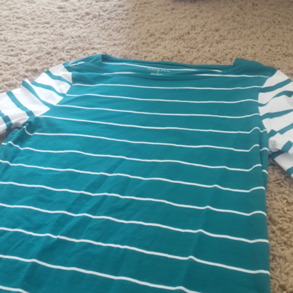 blue and white striped shirt